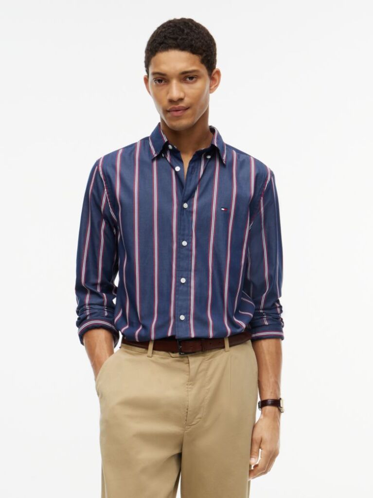 Multi Regular Fit Flex Stripe Poplin Shirt  Men