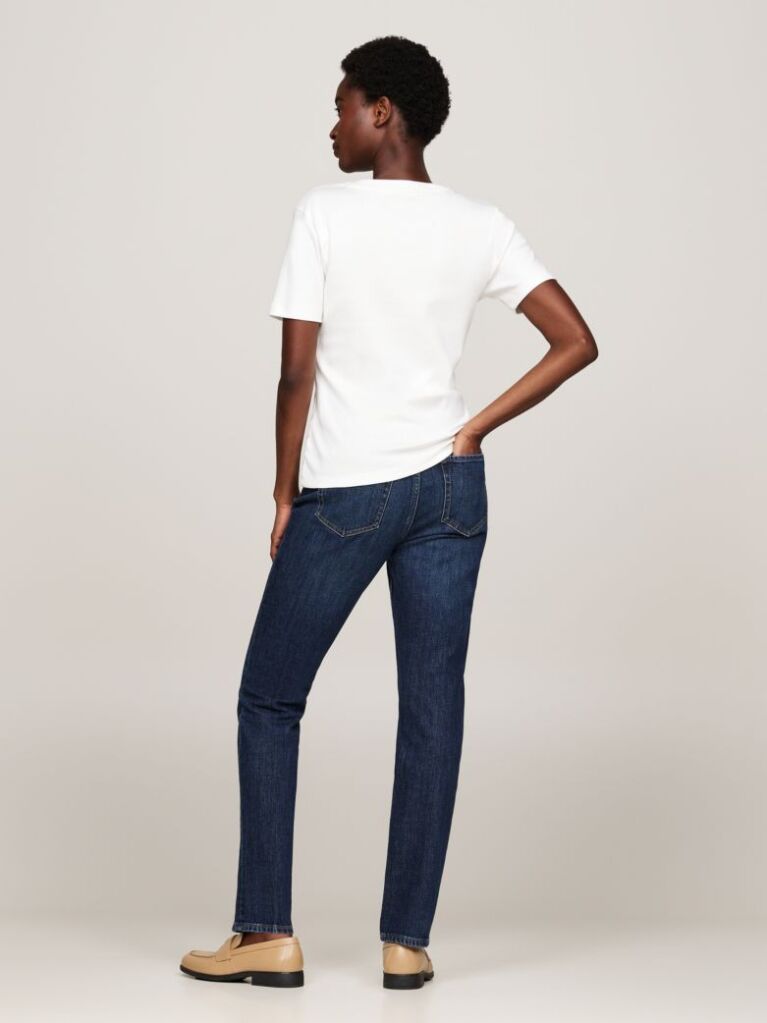 Beige Ribbed V-Neck Slim Fit T-Shirt  Women