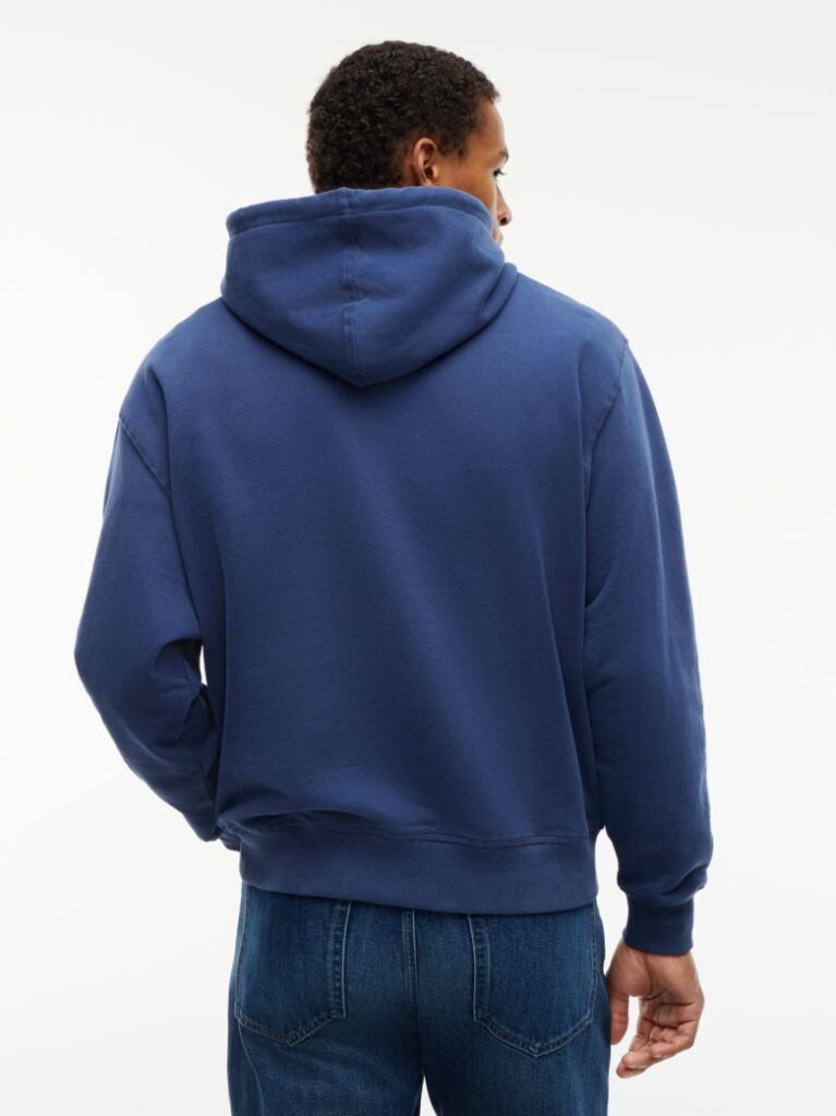 Blue Logo Relaxed Sueded Terry Hoody  Men