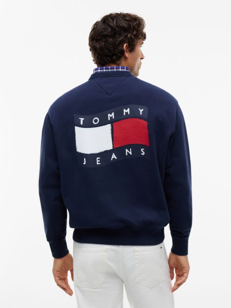 Blue Back Wavy Flag Terry Relaxed Sweatshirt  Men