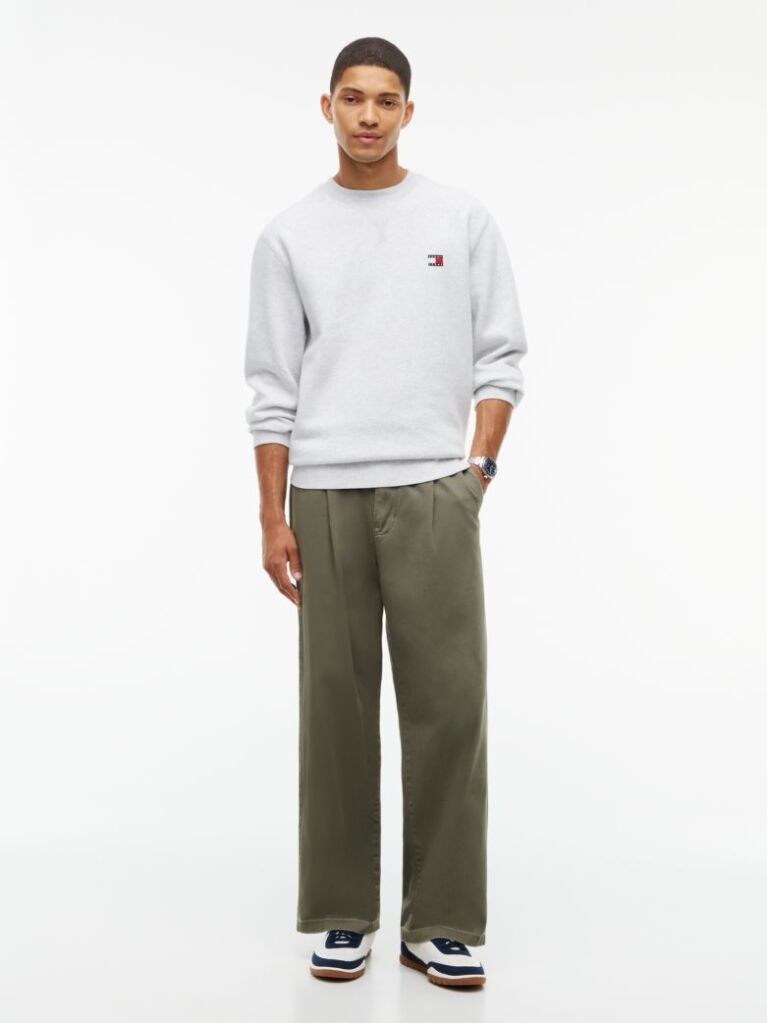 Grey Badge Fleece Crew Neck Sweatshirt  Men