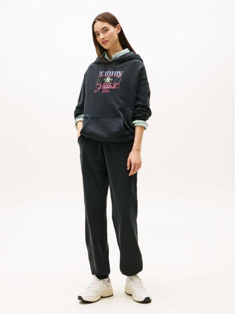 Black Crest Flag Hoodie  Women