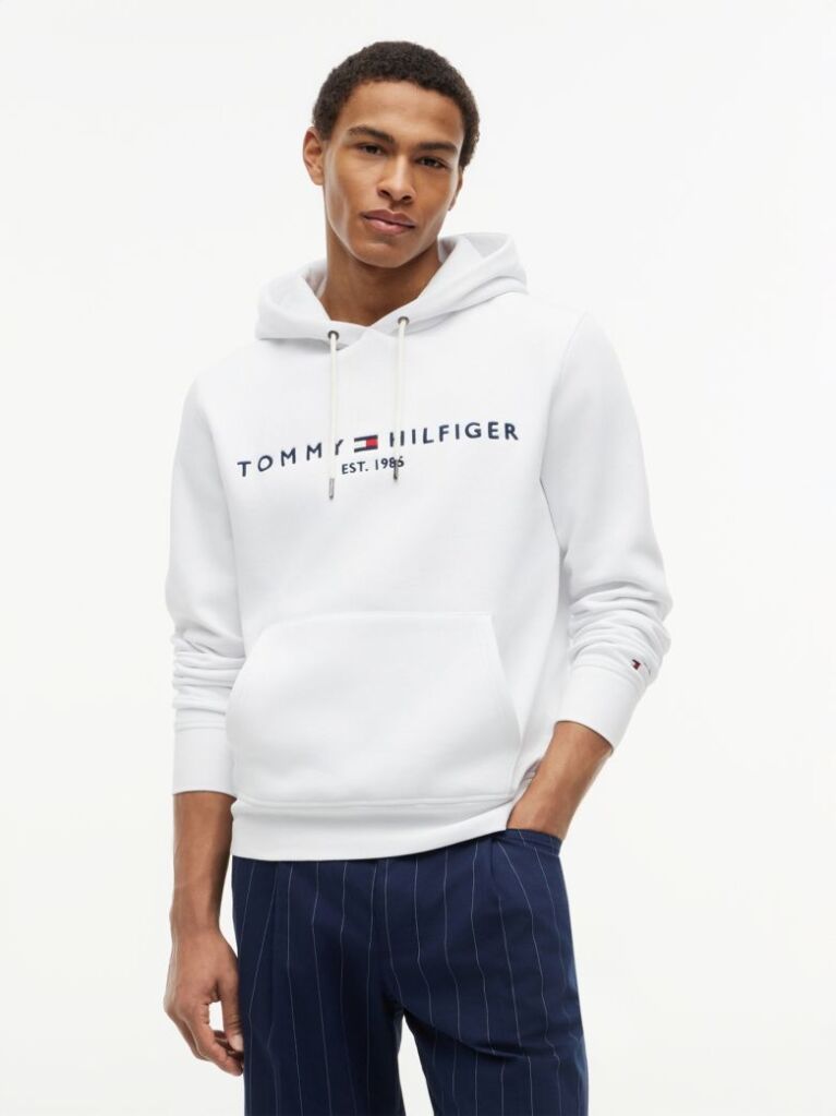 White Tommy Logo Hoody  Men