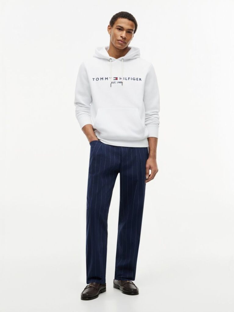 White Tommy Logo Hoody  Men
