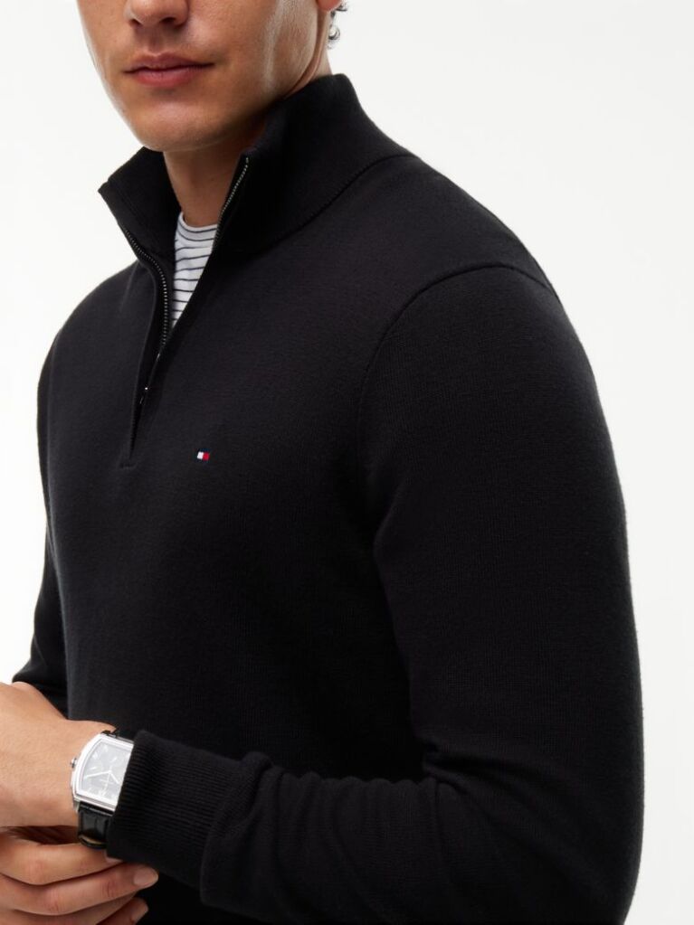 Black Zip-Neck Jumper  Men
