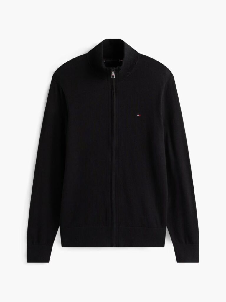Black Cotton Cashmere Zip-Thru Cardigan  Men