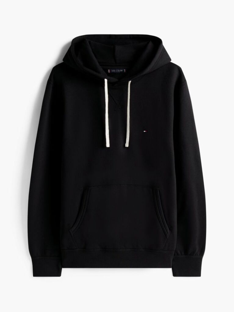 Black Drawstring Fleece Hoody  Men