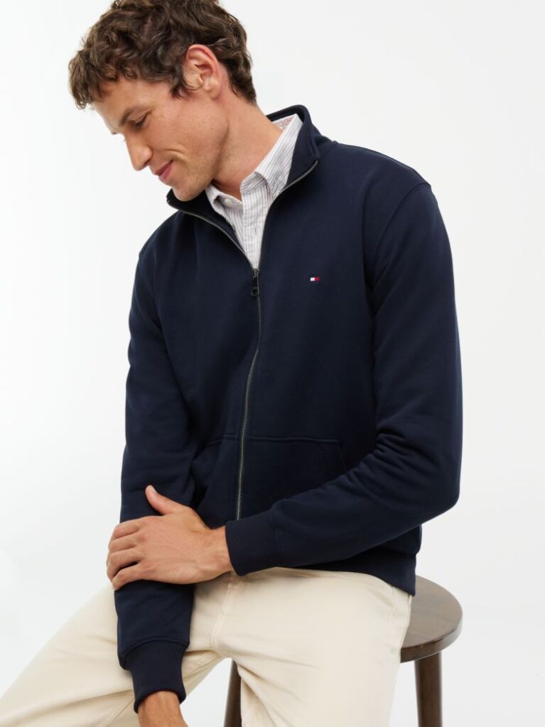 Blue Terry Zip-Thru Sweatshirt  Men