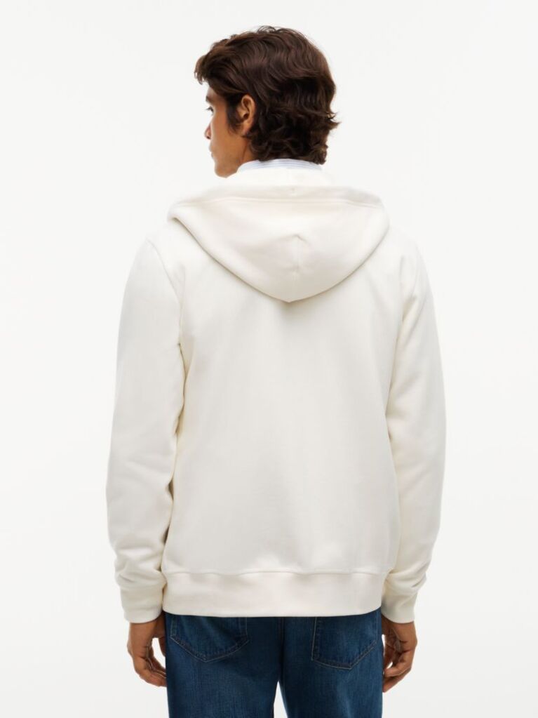 Beige Flag Embroidery Fleece Zip-Thru Hoody  Men