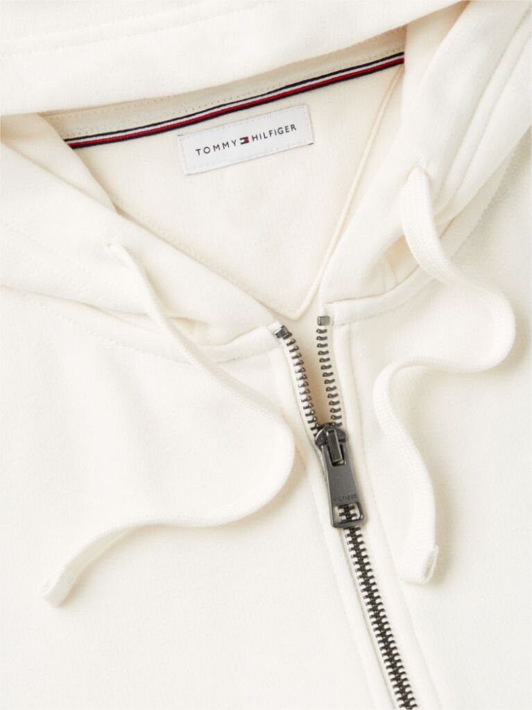 Beige Flag Embroidery Fleece Zip-Thru Hoody  Men
