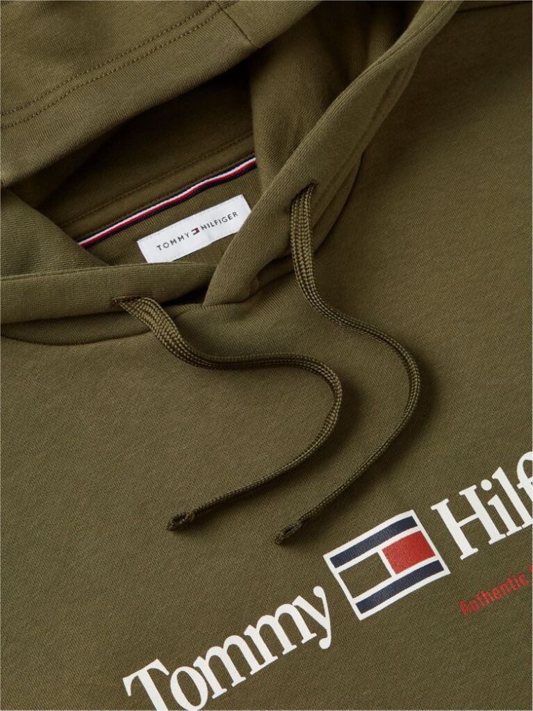 Green Logo Fleece Drawstring Hoody  Men
