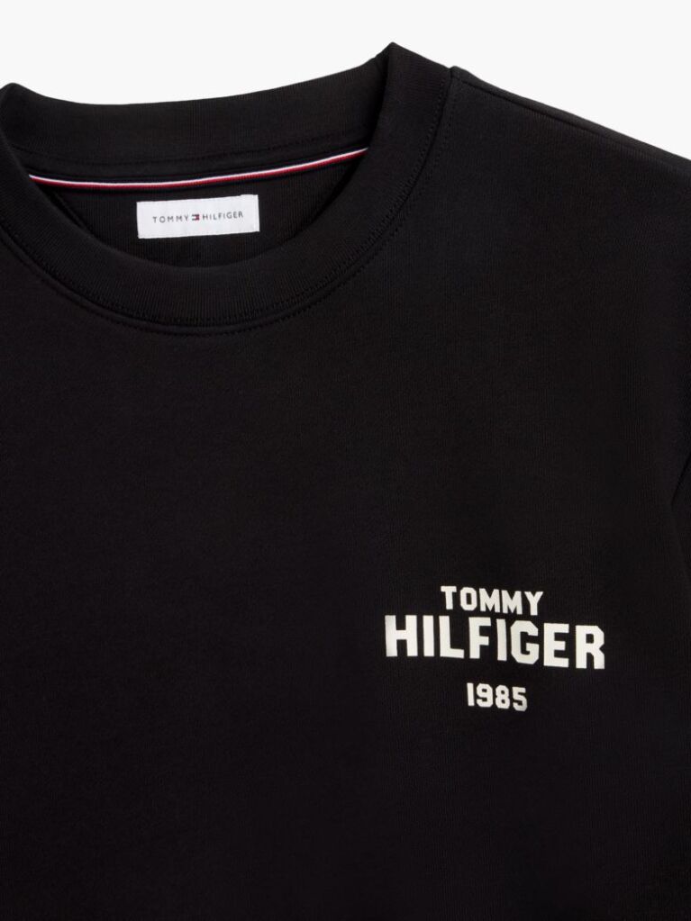 Black 1985 Logo Terry Crew Neck Sweatshirt  Men