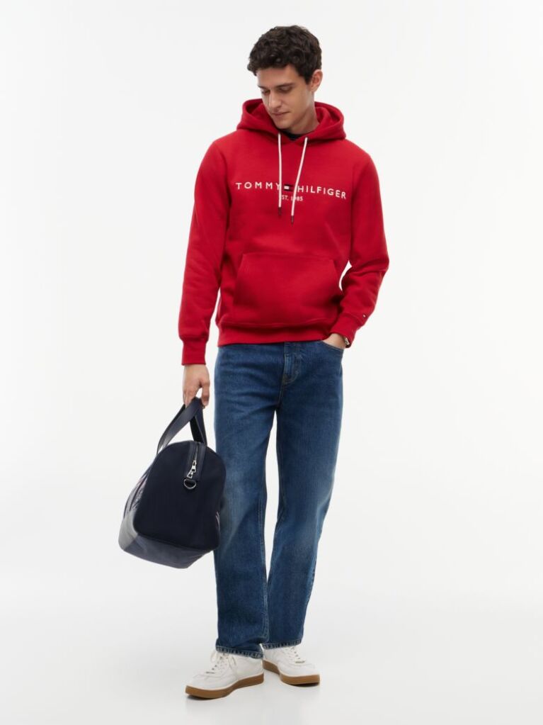 Red Tommy Logo Hoody  Men