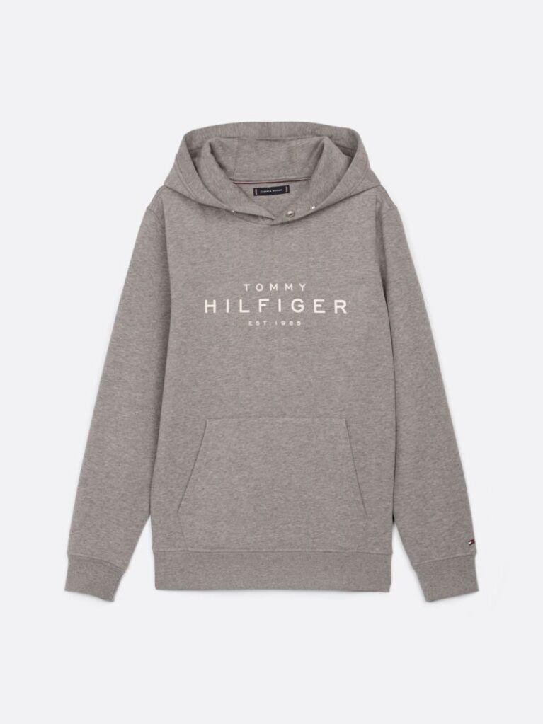 Grey Snap-Button Logo Hoody  Men