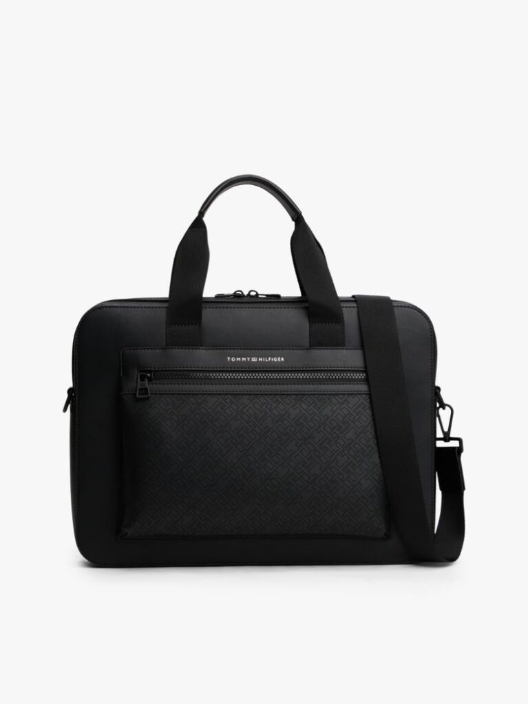 Black TH Monogram Laptop Bag  Men
