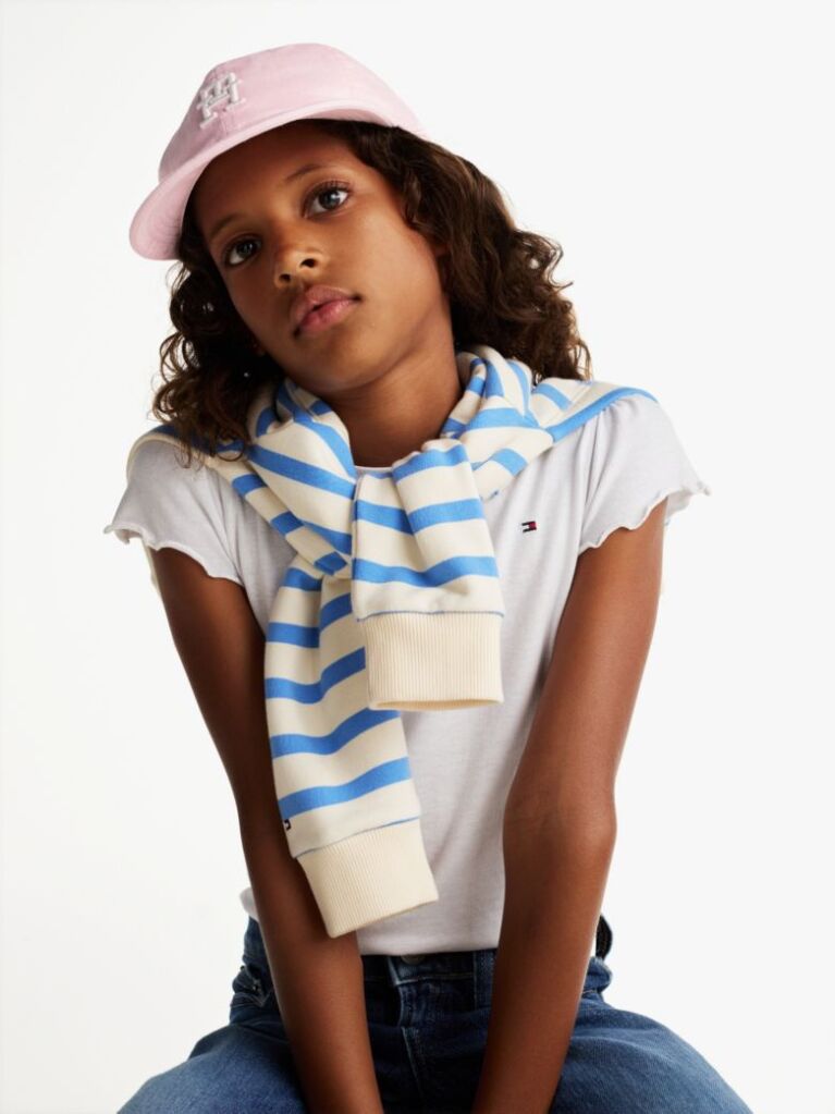 Pink Kids' TH Monogram Linen Baseball Cap  Kids Unisex