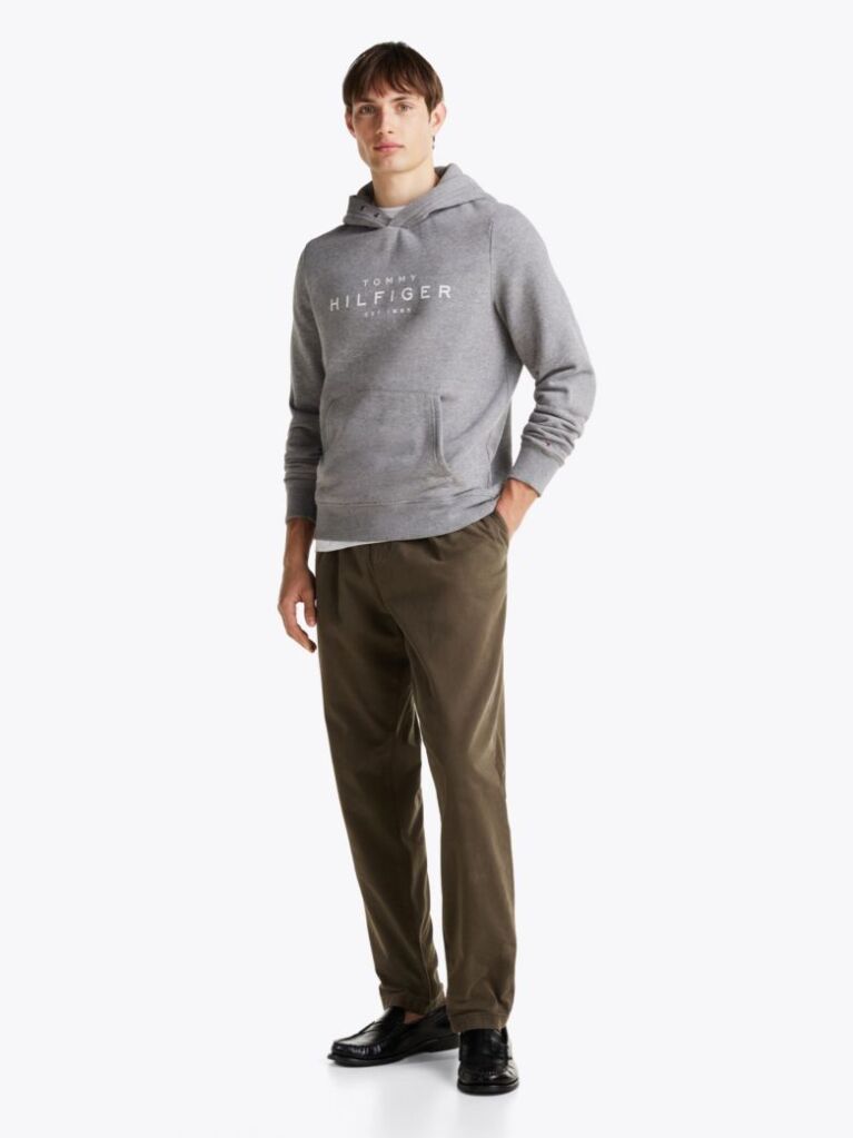 Grey Snap-Button Logo Hoody  Men
