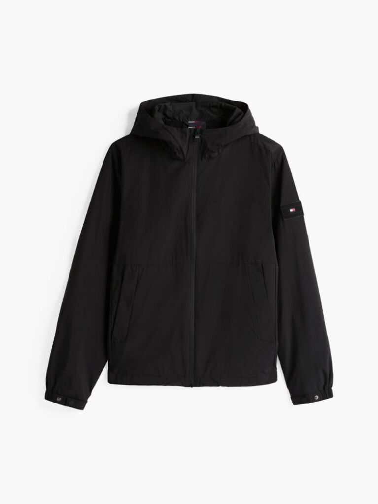 Black Logo Patch Hooded Jacket  Men