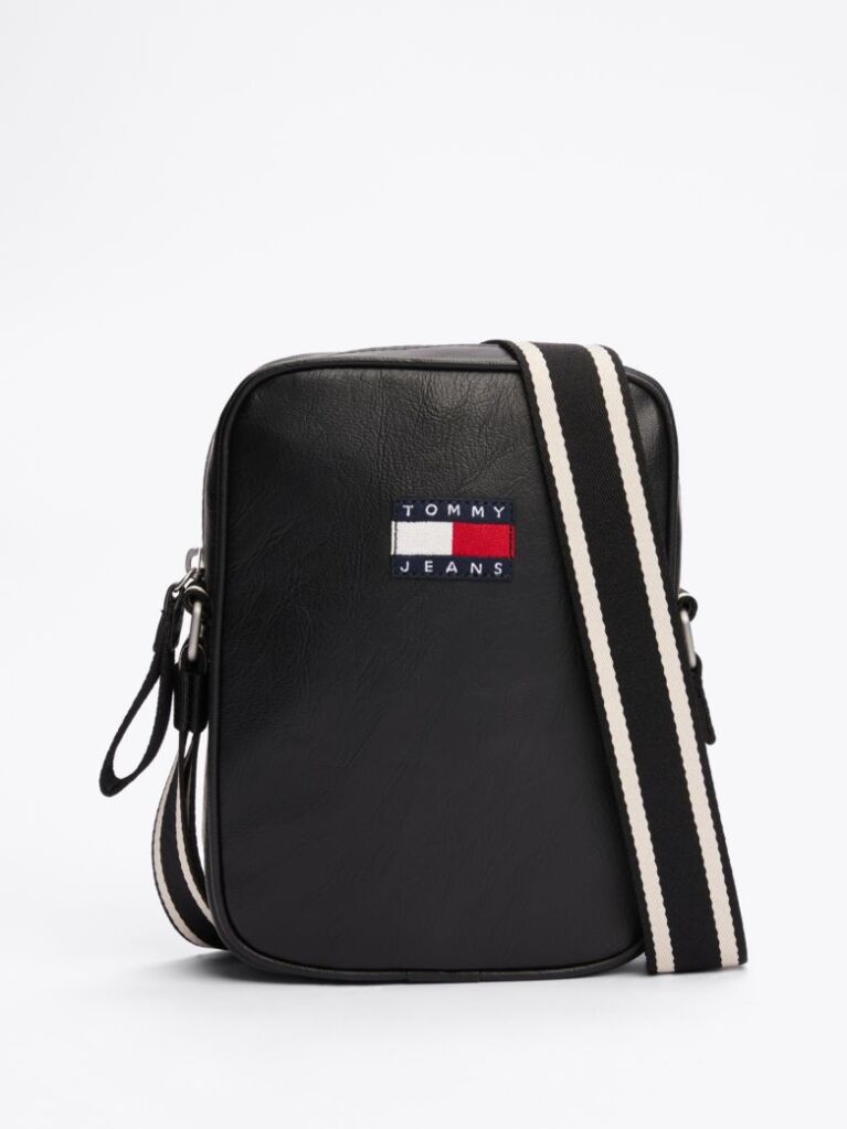 Black City Contrast Strap Reporter Bag  Men