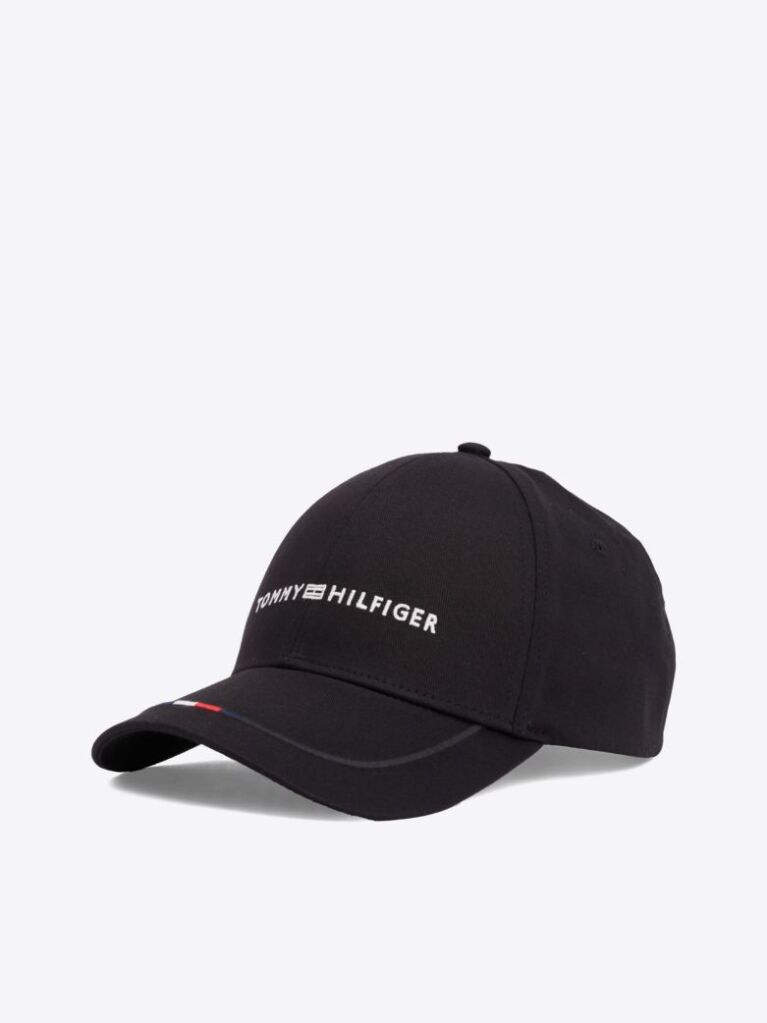 Black Six-Panel Logo Embroidery Baseball Cap  Men