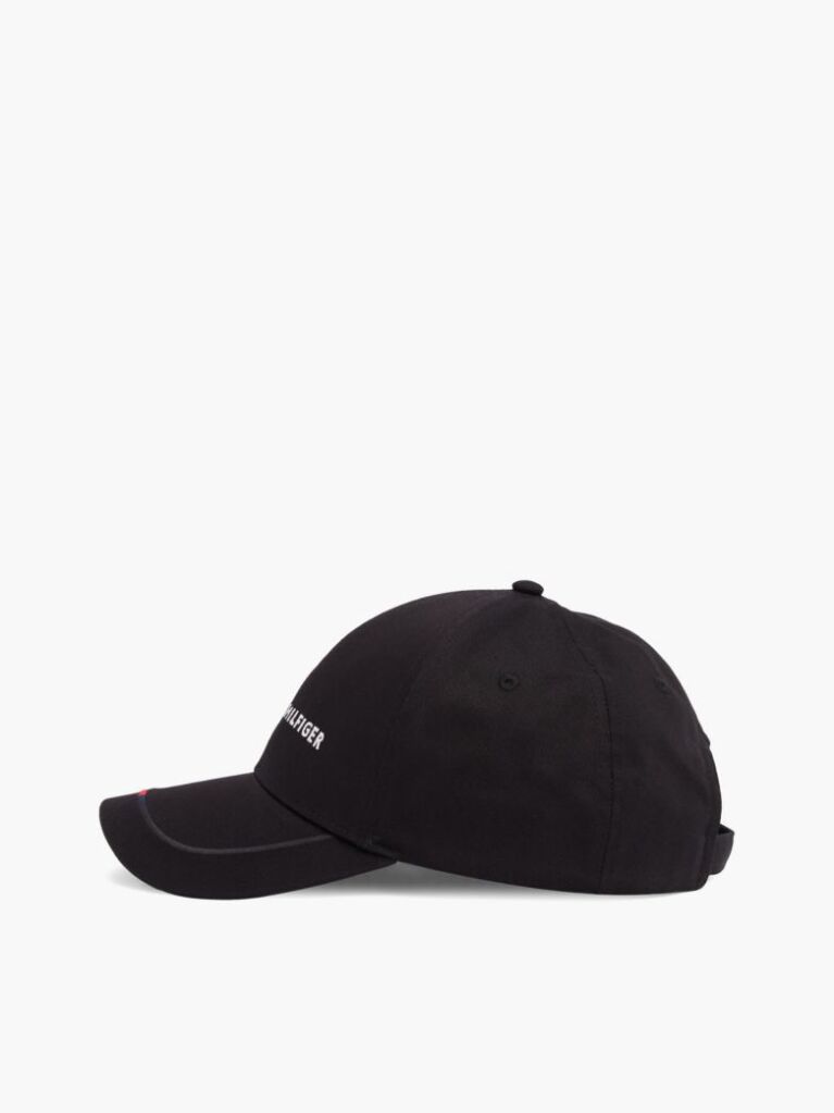Black Six-Panel Logo Embroidery Baseball Cap  Men
