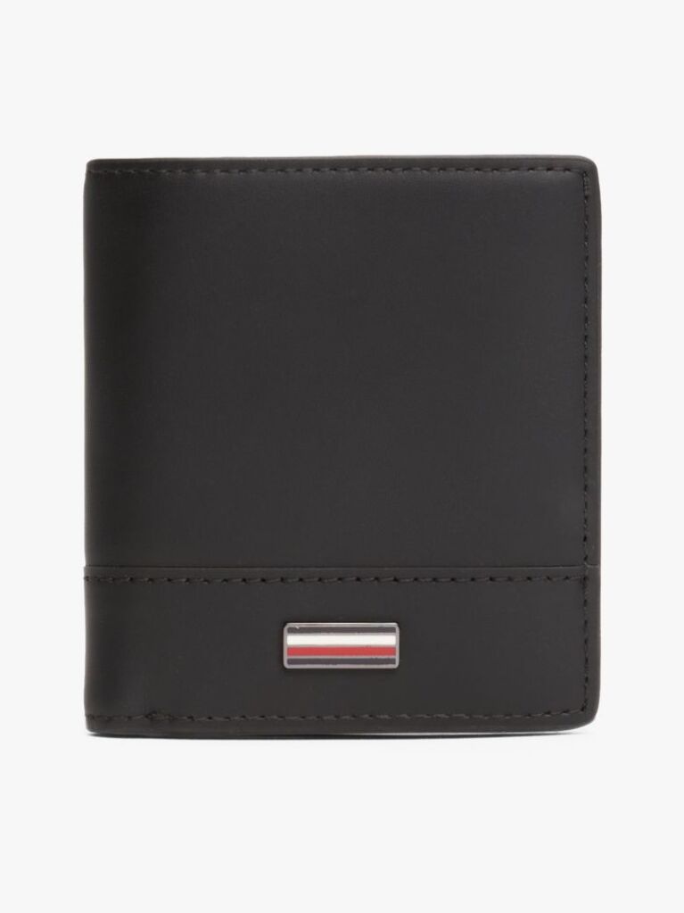 Black Corporate Leather Trifold Wallet  Men