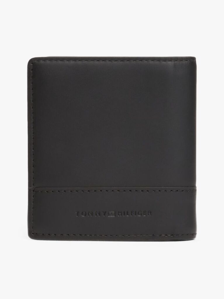 Black Corporate Leather Trifold Wallet  Men