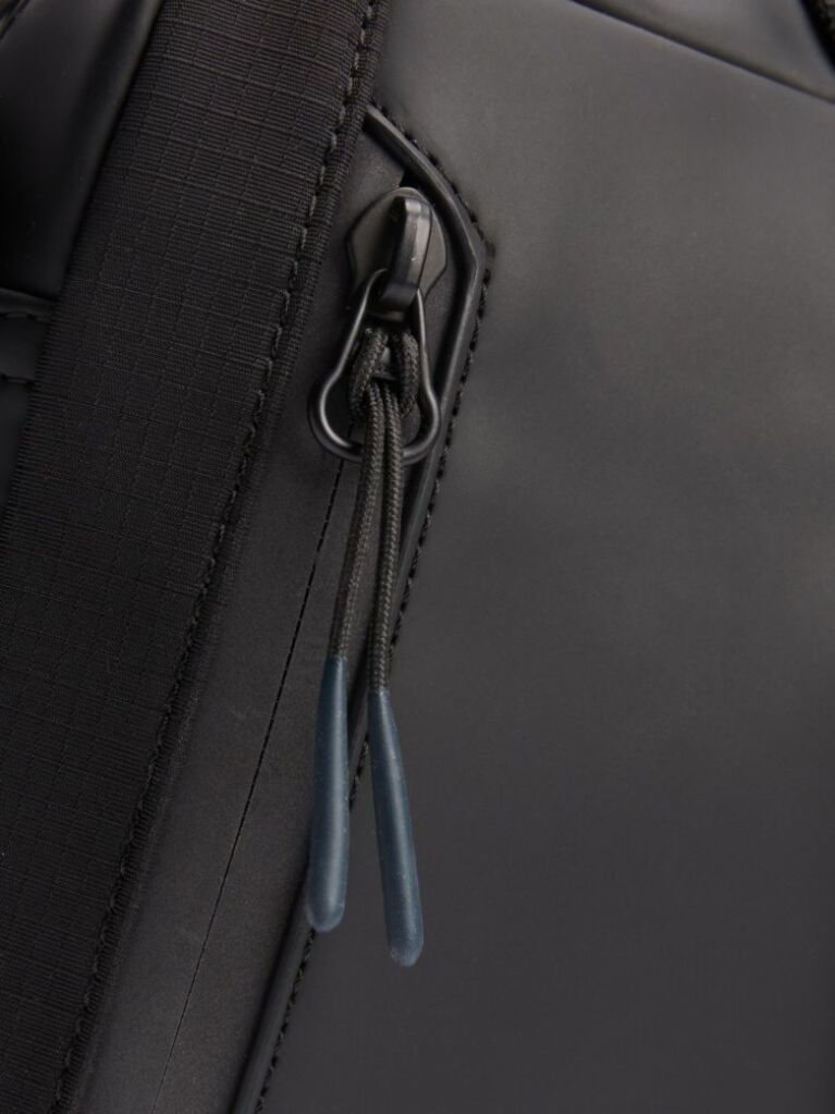 Black Rubberised Logo Reporter Bag  Men