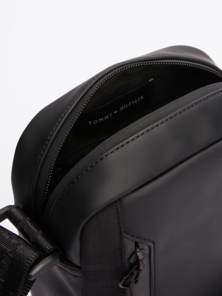 Black Rubberised Logo Reporter Bag  Men