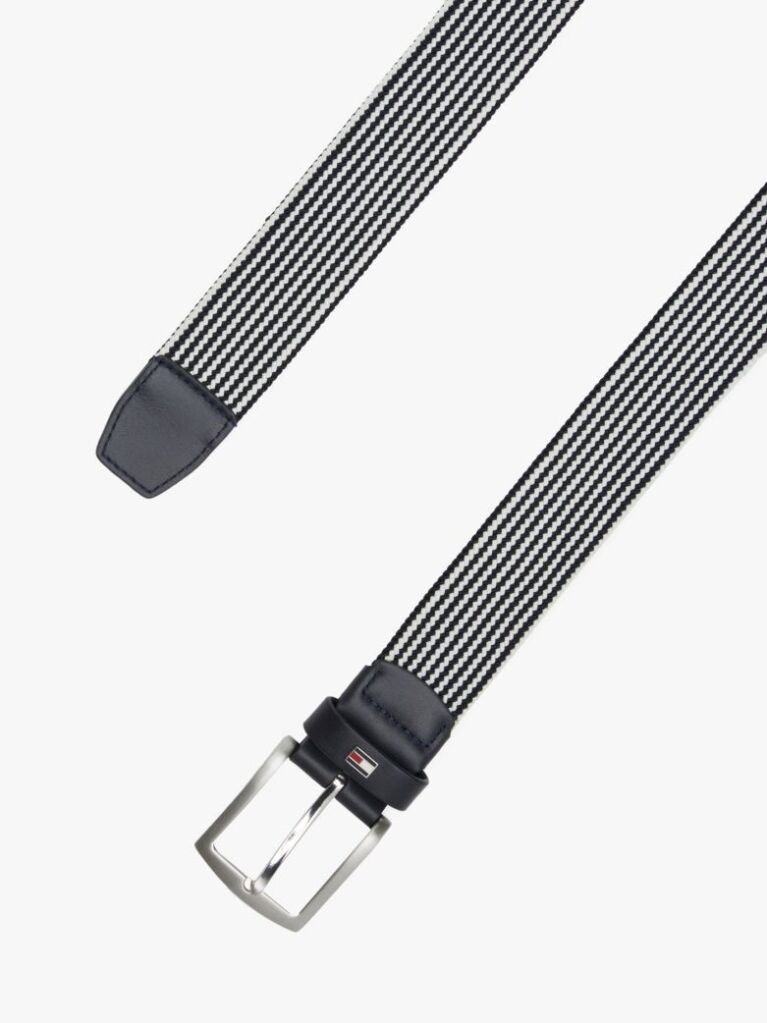 Blue Square Buckle Textured Belt  Men