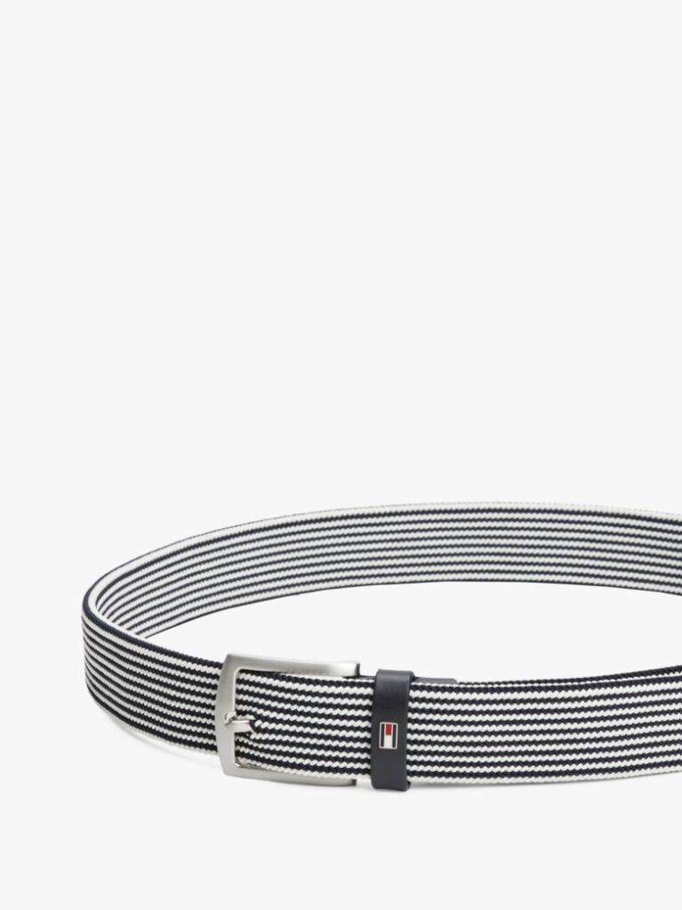 Blue Square Buckle Textured Belt  Men