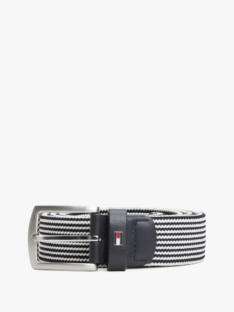 Blue Square Buckle Textured Belt  Men