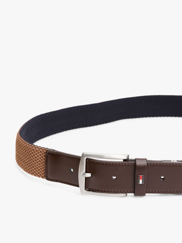 Brown Reversible Woven Belt  Men