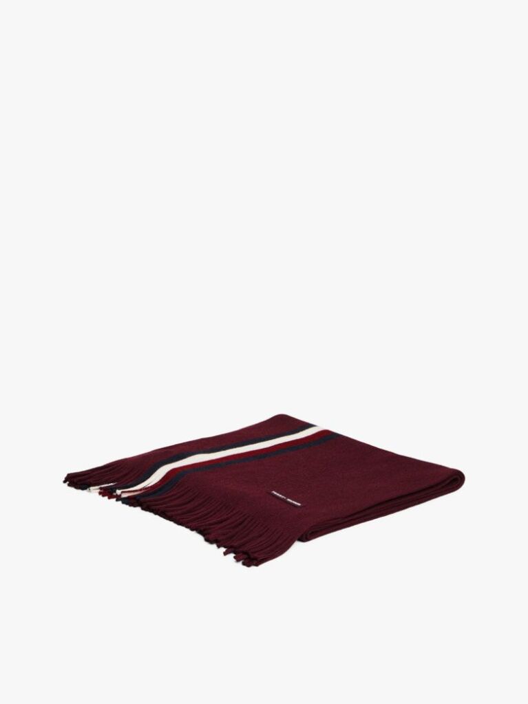 Red Modern Heritage Signature Wool Blend Scarf  Men