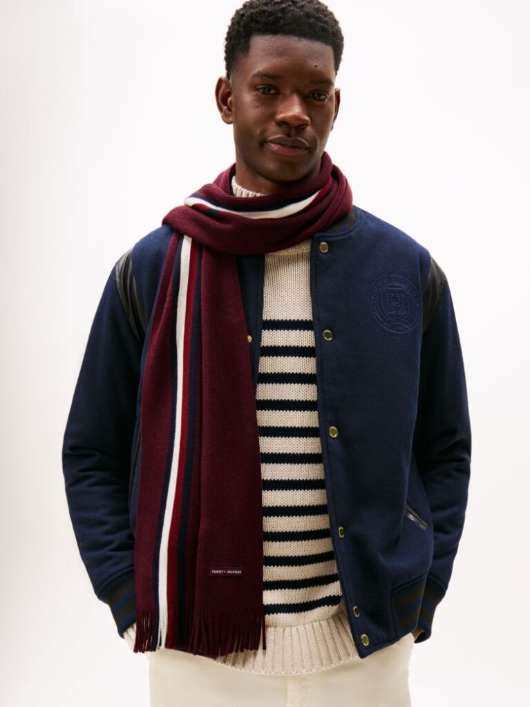 Red Modern Heritage Signature Wool Blend Scarf  Men