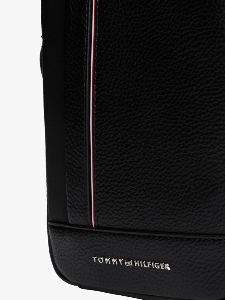 Black Metal Logo Crossbody Reporter Bag  Men