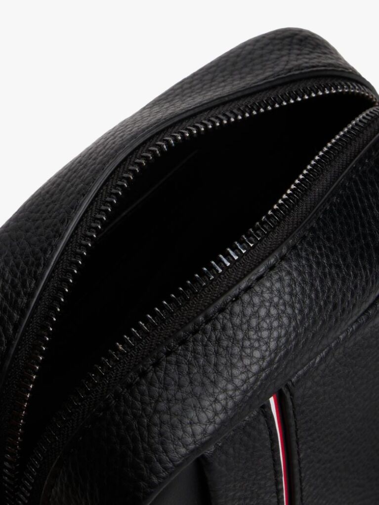 Black Metal Logo Crossbody Reporter Bag  Men