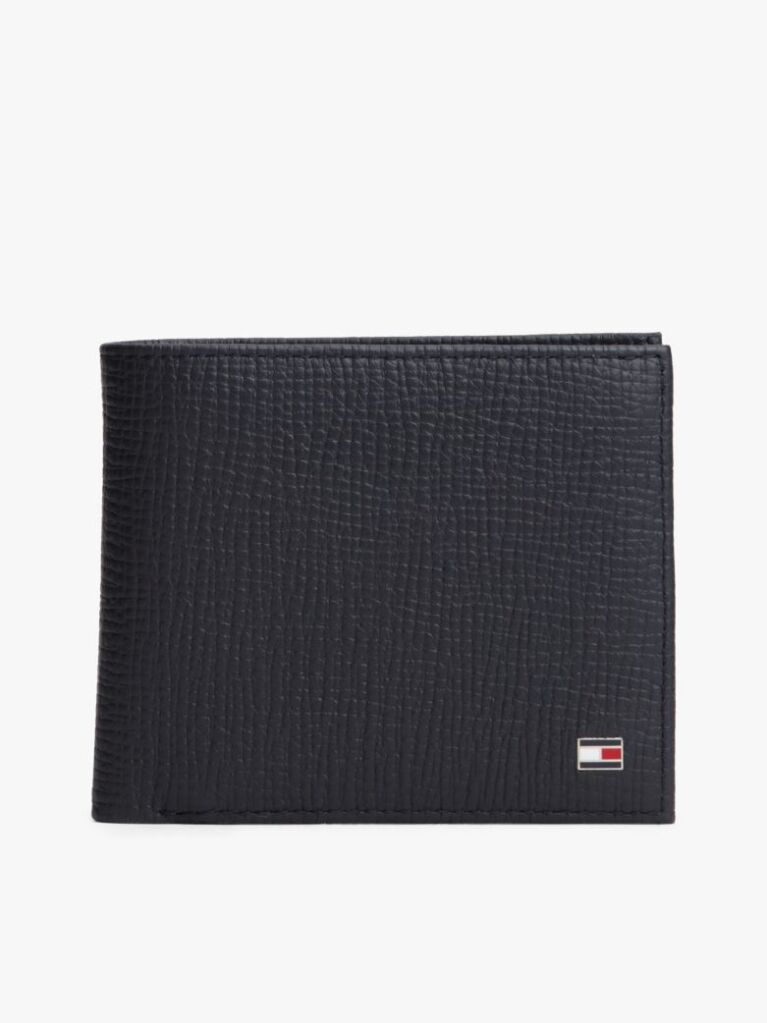 Blue Hilfiger Flag Leather Card And Coin Bifold Wallet  Men
