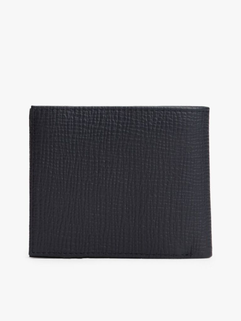 Blue Hilfiger Flag Leather Card And Coin Bifold Wallet  Men
