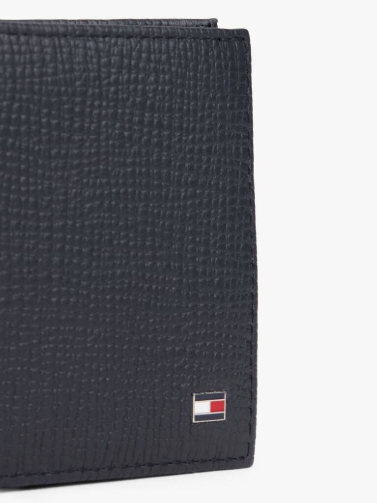 Blue Hilfiger Flag Leather Card And Coin Bifold Wallet  Men