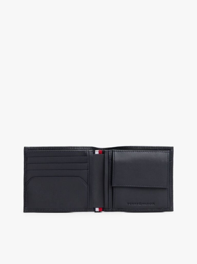 Blue Hilfiger Flag Leather Card And Coin Bifold Wallet  Men