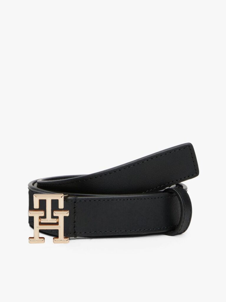 Black TH Monogram Leather Belt  Women