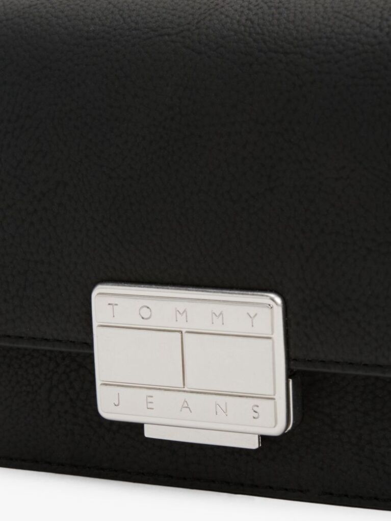 Black Logo Plaque Flap Crossbody Bag  Women