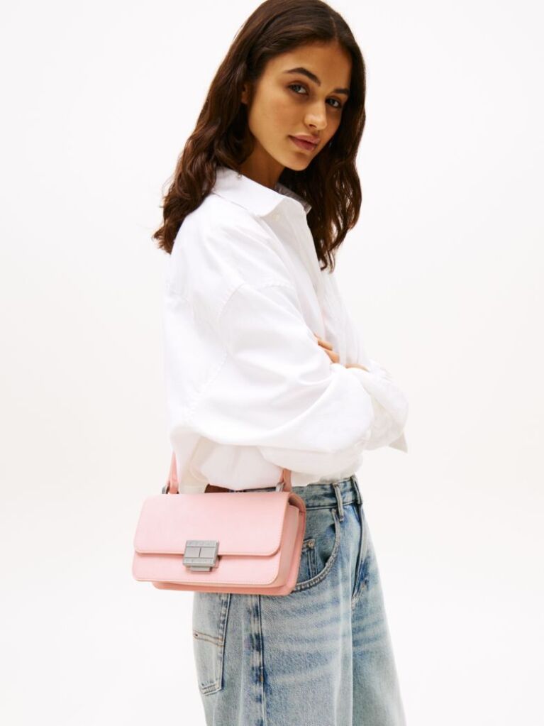 Pink Logo Plaque Flap Crossbody Bag  Women
