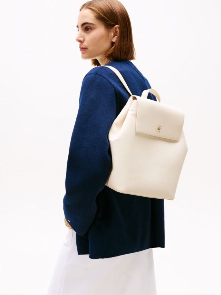 Beige TH Monogram Plaque Backpack  Women