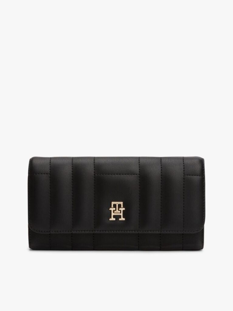 Black TH Feminine Large Flap Wallet   Women