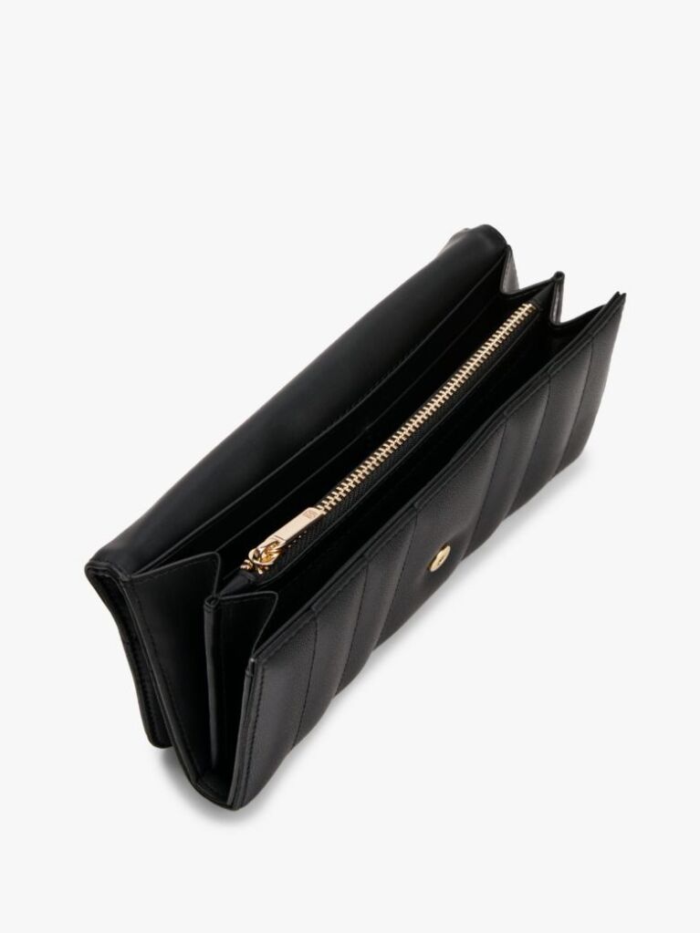 Black TH Feminine Large Flap Wallet   Women
