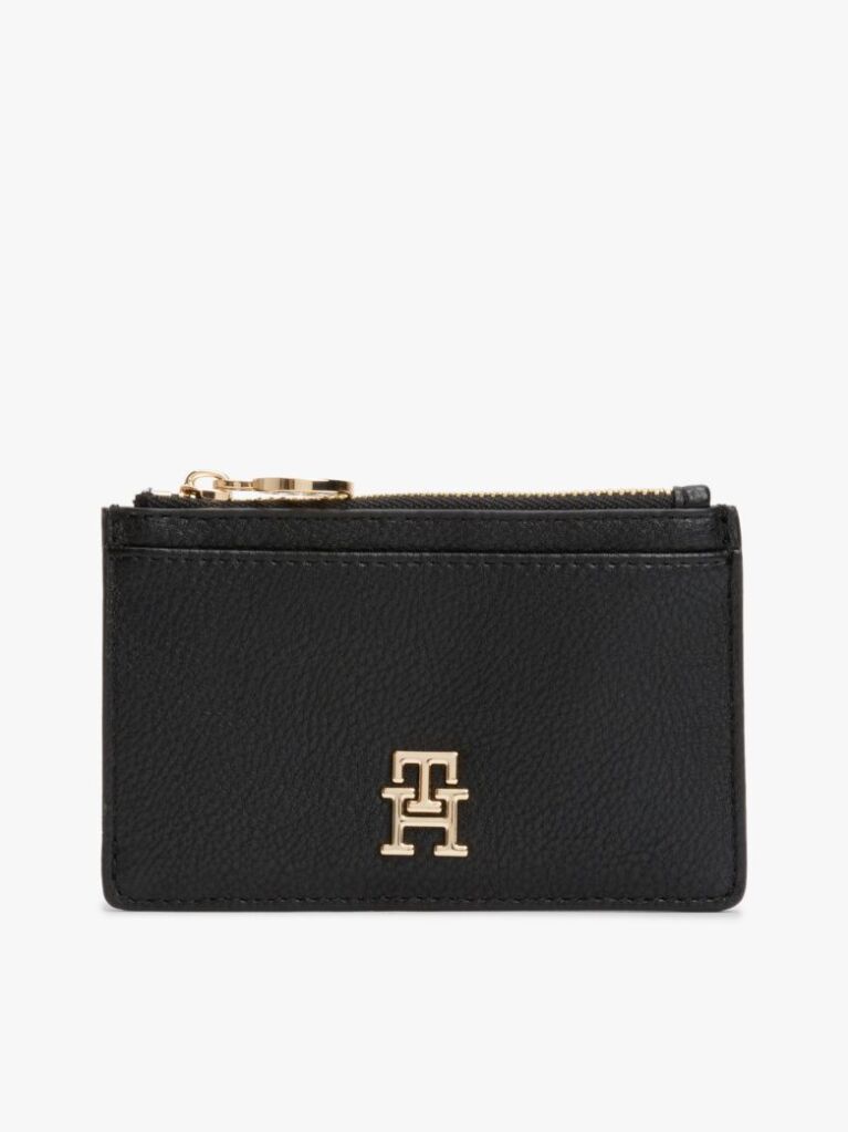Black TH Monogram Plaque Card Holder  Women