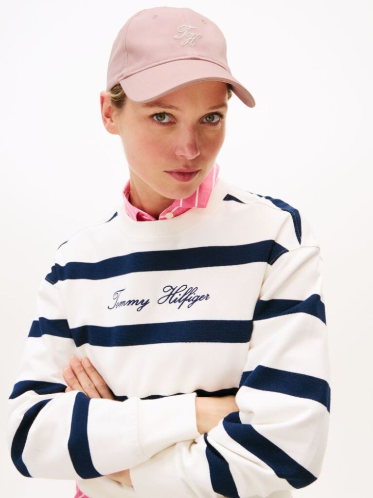 Pink TH Monogram Embroidery Baseball Cap  Women