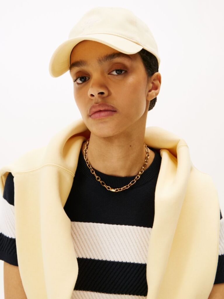Yellow TH Monogram Embroidery Baseball Cap  Women